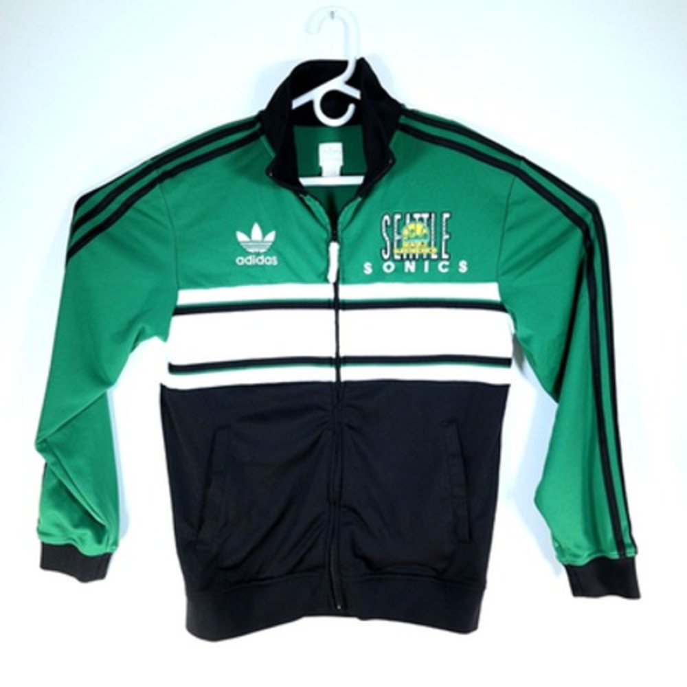 Adidas Seattle Super Sonics Green Gold Trefoil Logo Track Warmup Jacket Men's S